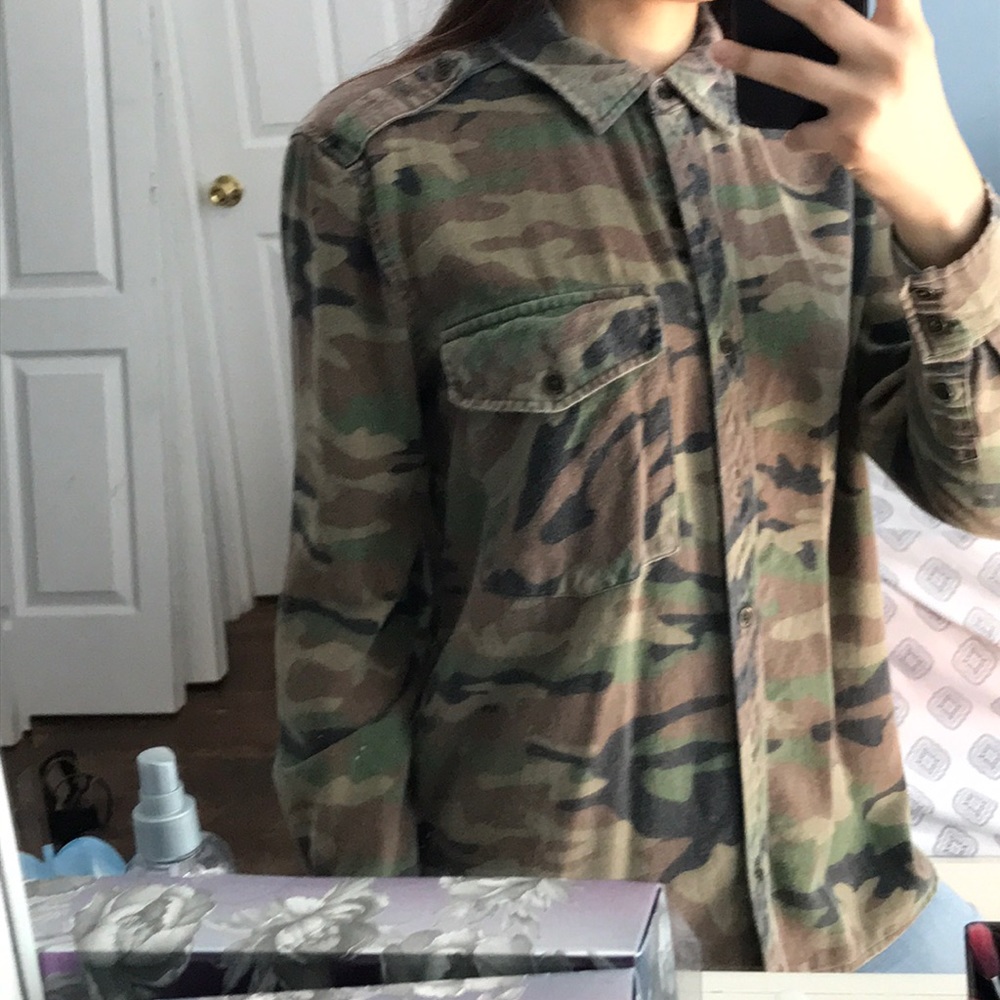 Camouflaged button up shirt